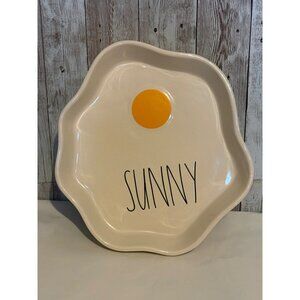 Rae Dunn Sunny Serving Dish Platter Ceramic Egg Shaped Tray Breakfast Bowl